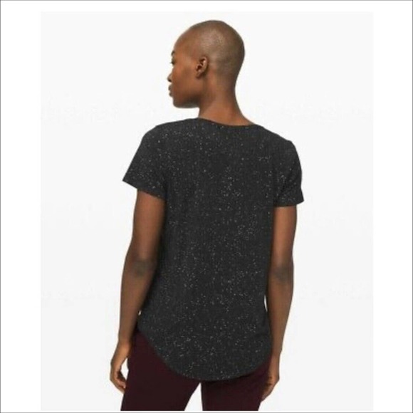 Lululemon Womens 4-6 Medium Love Crewneck Black Splatter Short Sleeve T-Shirt - Picture 2 of 8